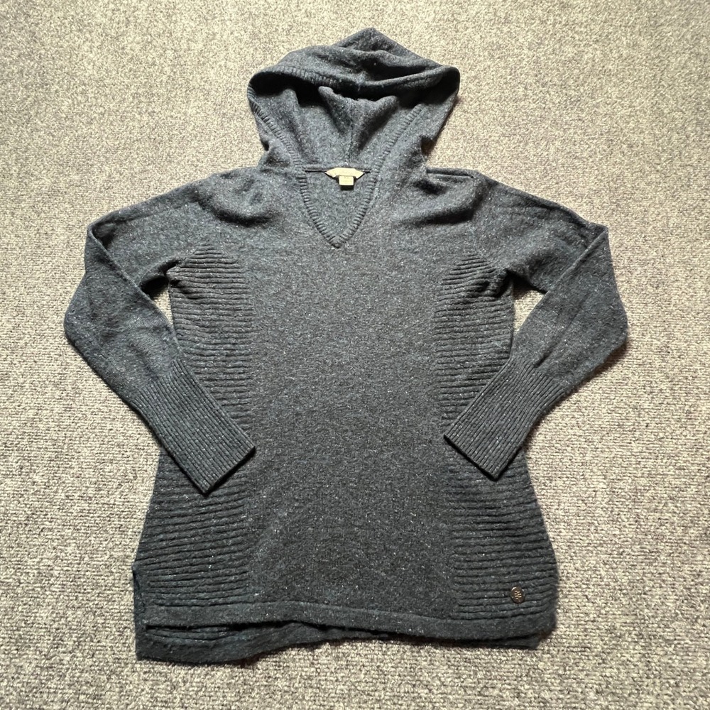 Royal Robbins Womens XS Grey Blue Knit Hooded Sweater Pullover Gorpcore